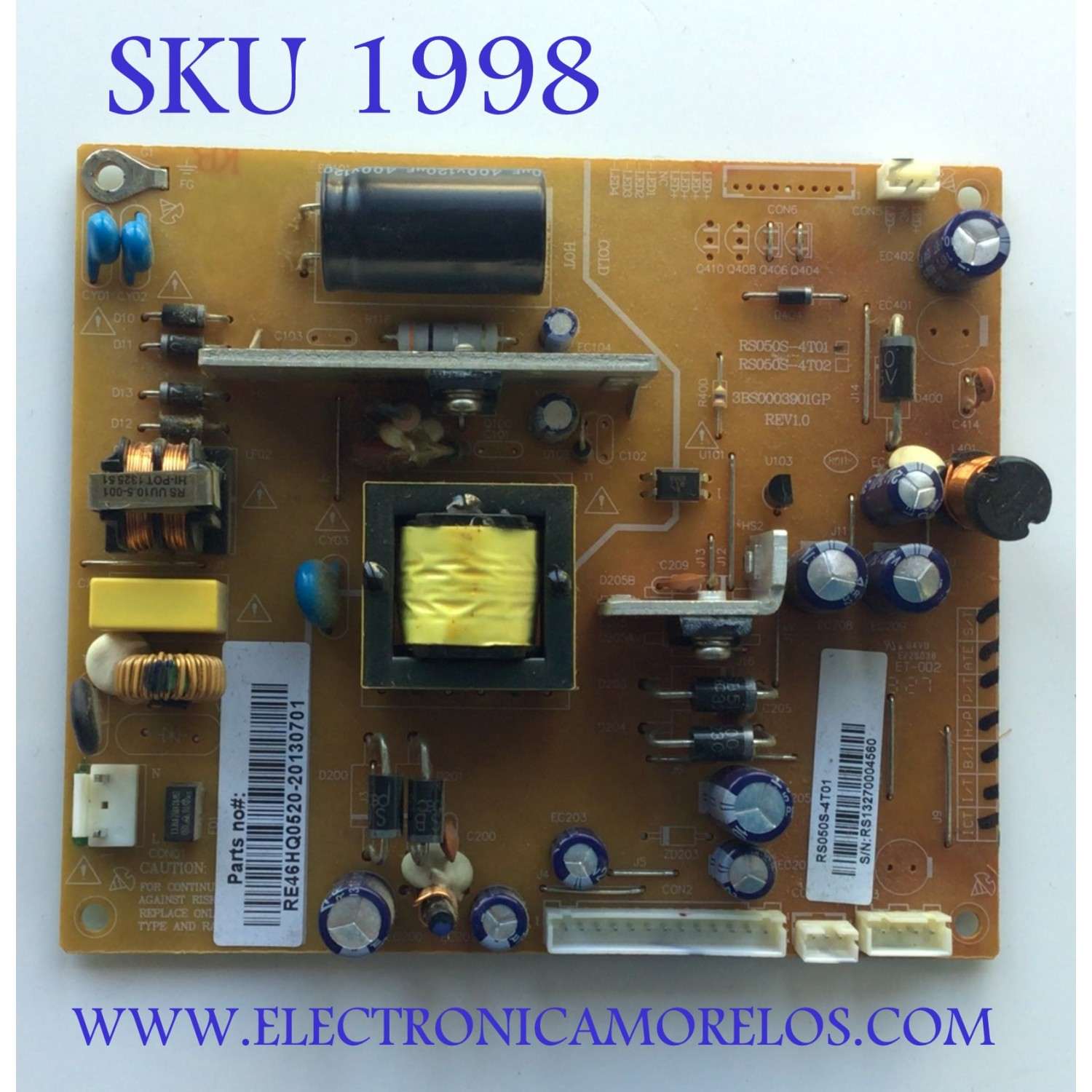 FUENTE PARA TV RCA / NUMERO DE PARTE RS13270004560 / 3BS0003901GP / RS050S-4T01 / MODELO LED29B30RQ